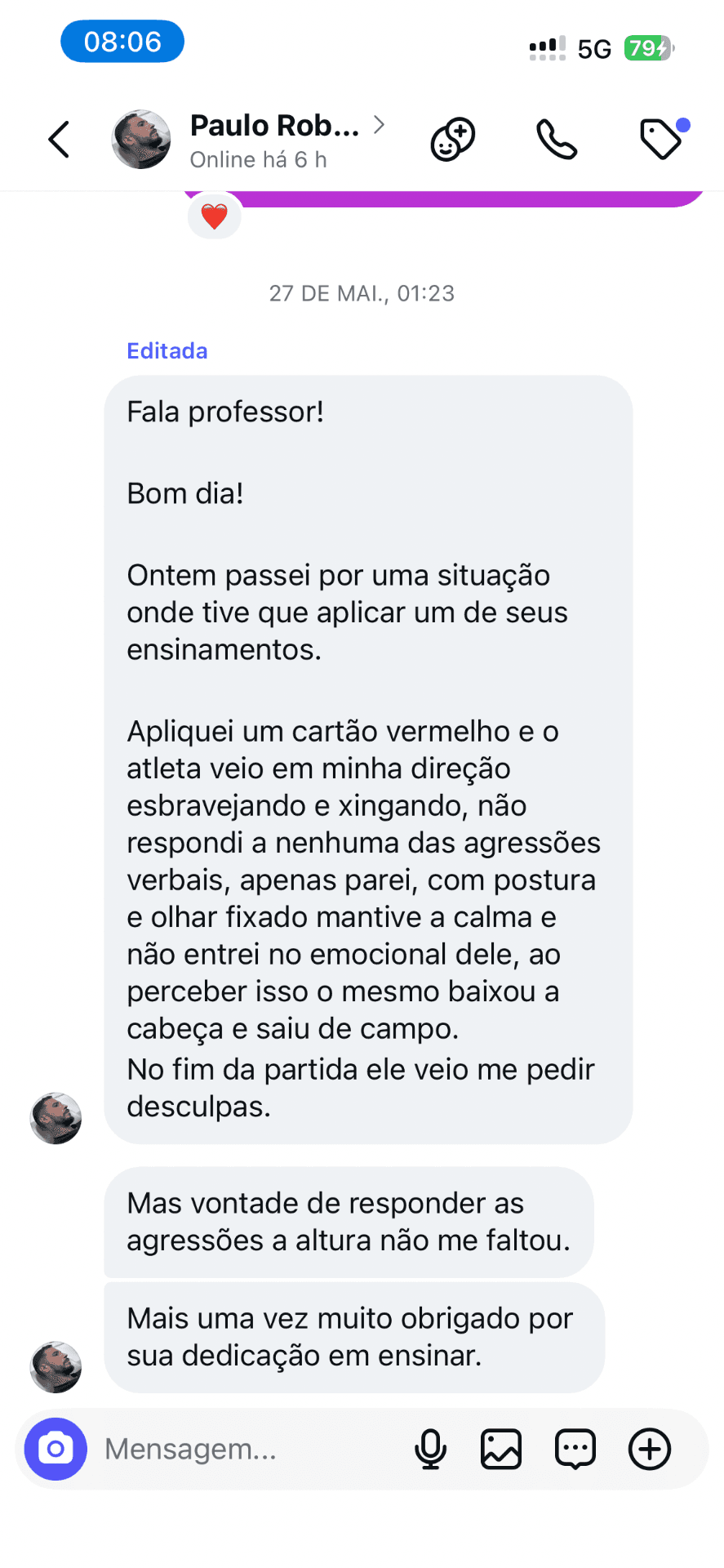 Depoimento real de aluno 1